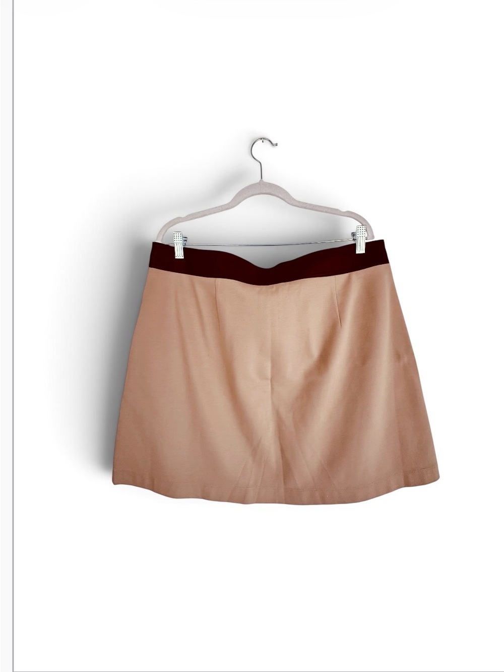 Ralph Lauren Beige Mini Skirt with Brown Trim and Belt Detail Size 16 - Picture 2 of 10